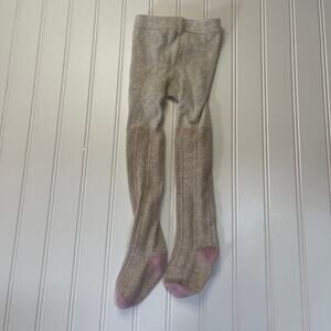 Mini Boden Cable Knit Shimmer Leggings Tights Footies Baby Girls 6/12 Months
